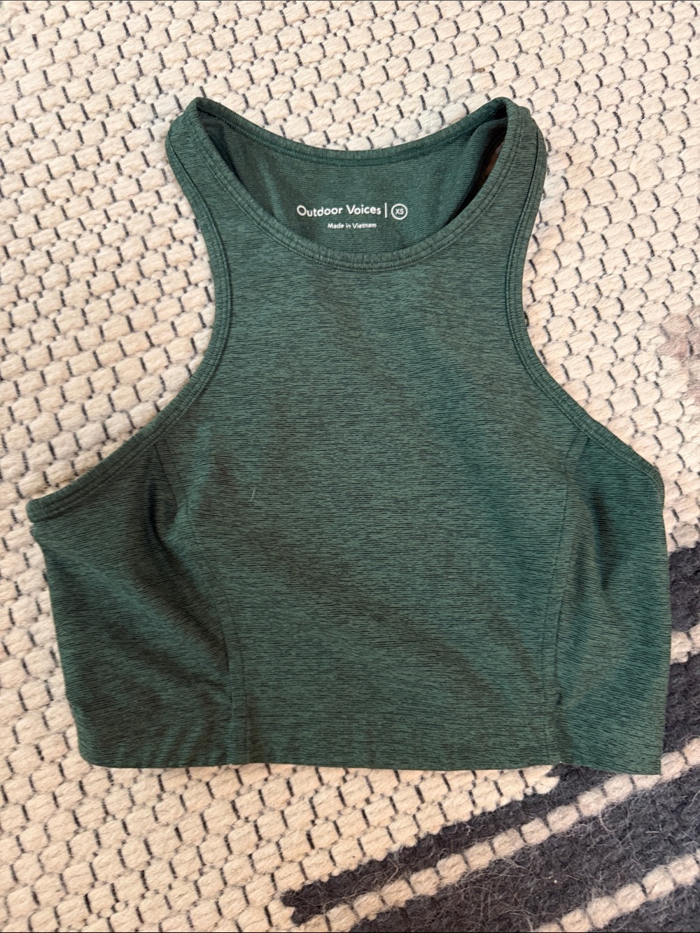 Outdoor Voices Dark Green High-Neck Cropped Tank